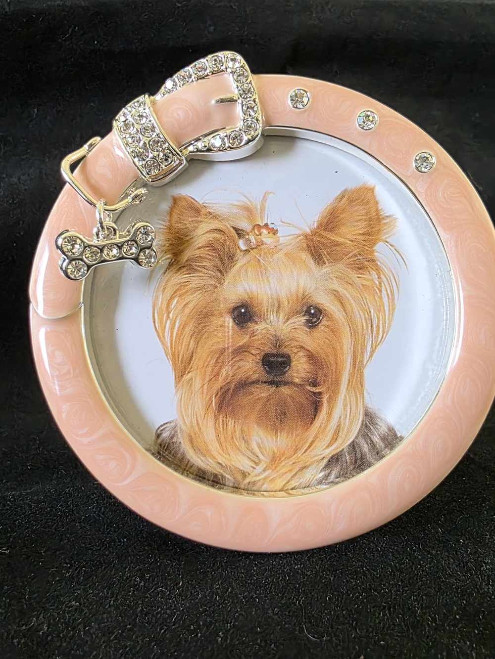 Crystal-Accent Pink Dog Photo Frame 3x3